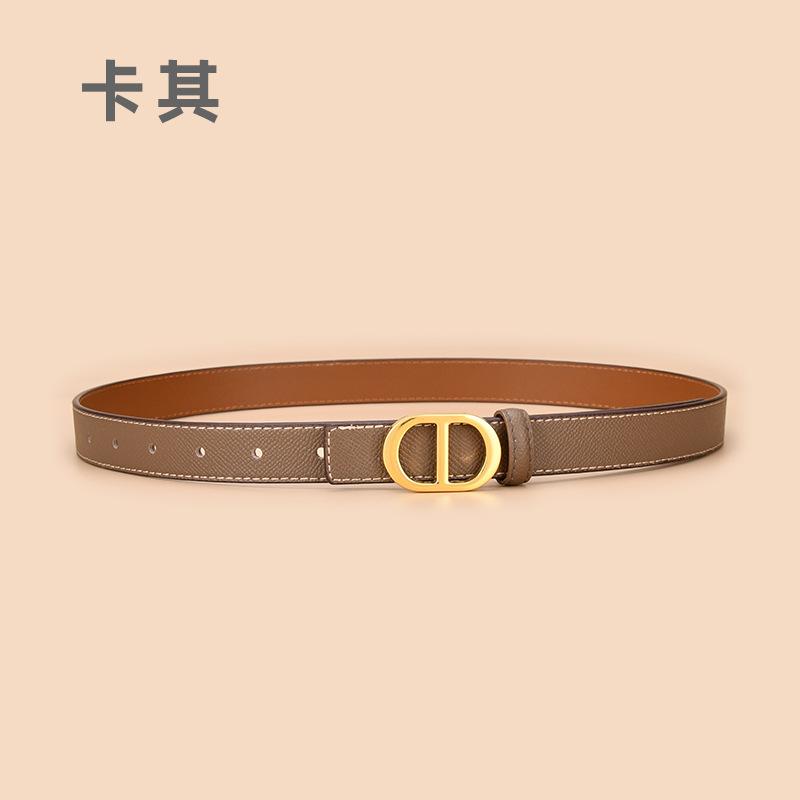 Belt Women'S Leather Thin Belt Decorative Dress Summer Smooth Buckle Waist Skinny Belt