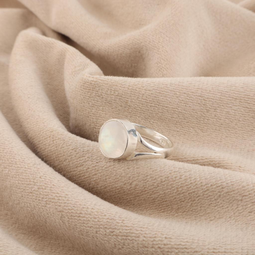 Rainbow Moonstone Gemstone Silver Ring, 925 Sterling Silver Handmade Ring, Genuine Silver Ring For Women, RR-83-29