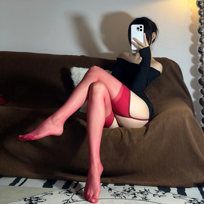 Sexy Suspender Stockings Integrated Free Ultra-thin Hollow Anti-hook Silk Fun Black Silk Open File