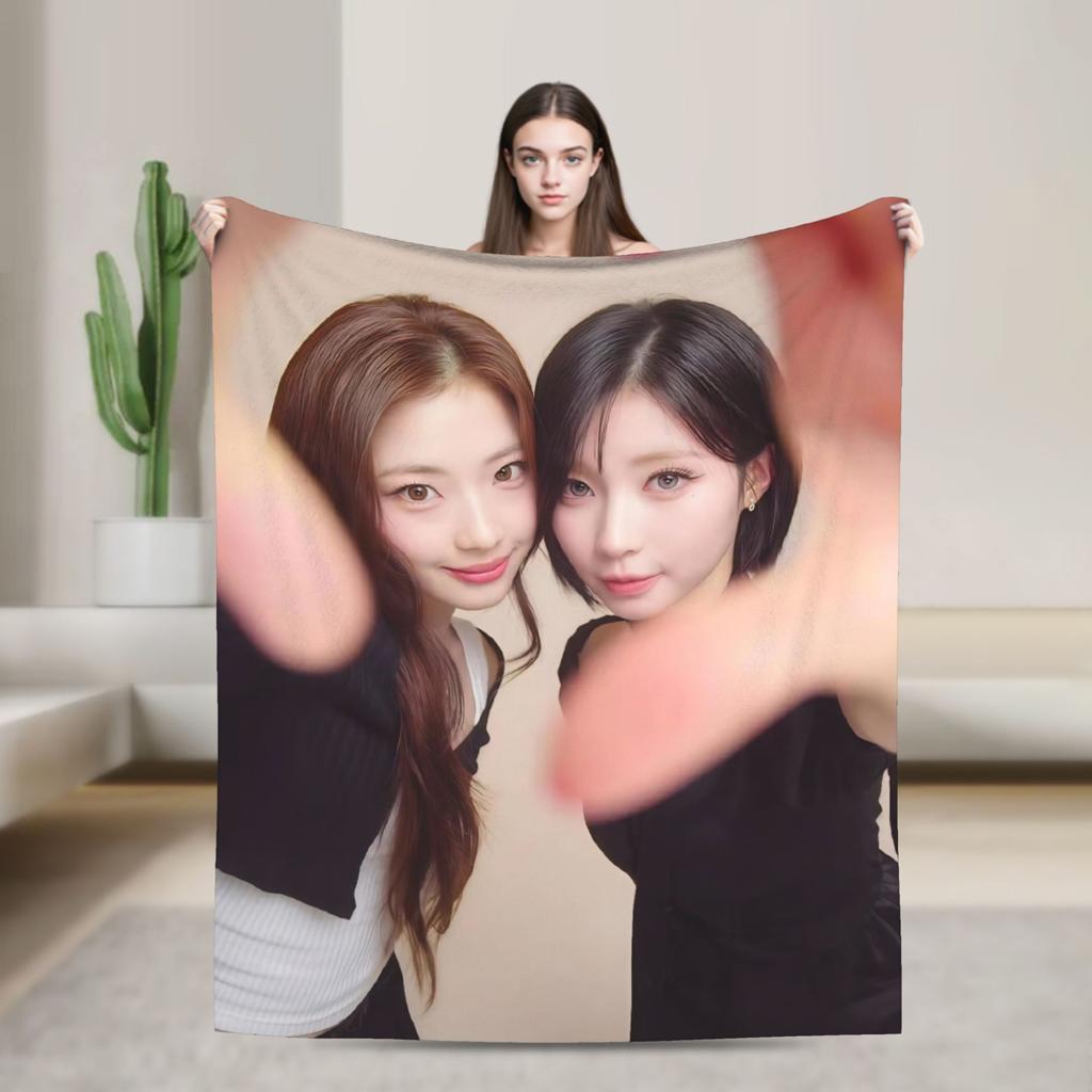 Kpop Babymonsters Group Blankets Velvet Spring/Autumn Multi-function Lightweight Throw Blanket for Home Office Bedspreads