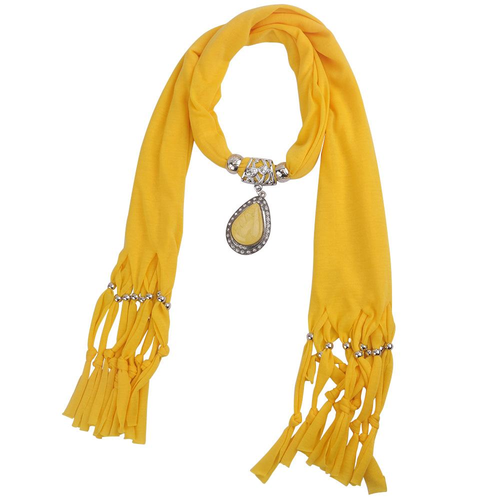 Элегантный полиэстеровый шарф-снуд с кисточками и подвеской-каплей – Женский модный однотонный шейный платок 180*40