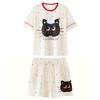 Girls Short Sleeve Pajama Set Cartoon Print Cotton Lyocell Sleepwear Ages 8 Lightweight Home Outfit