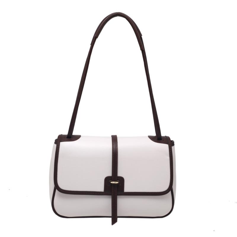 

Кожаная наплечная сумка Нишевая сумка-мессенджер Повседневная тоут-сумка на плечо контрастного цвета белый