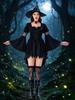 Women's Gothic Witch Halloween Costume Dress Black Adult Size for Party Cosplay