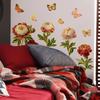 Tj9003 Hand-Painted Multi-Bouquet Flower Butterfly Bronzing Wall Sticker Decoration Living Room Bedroom Background Self-Adhesive Wall Sticker