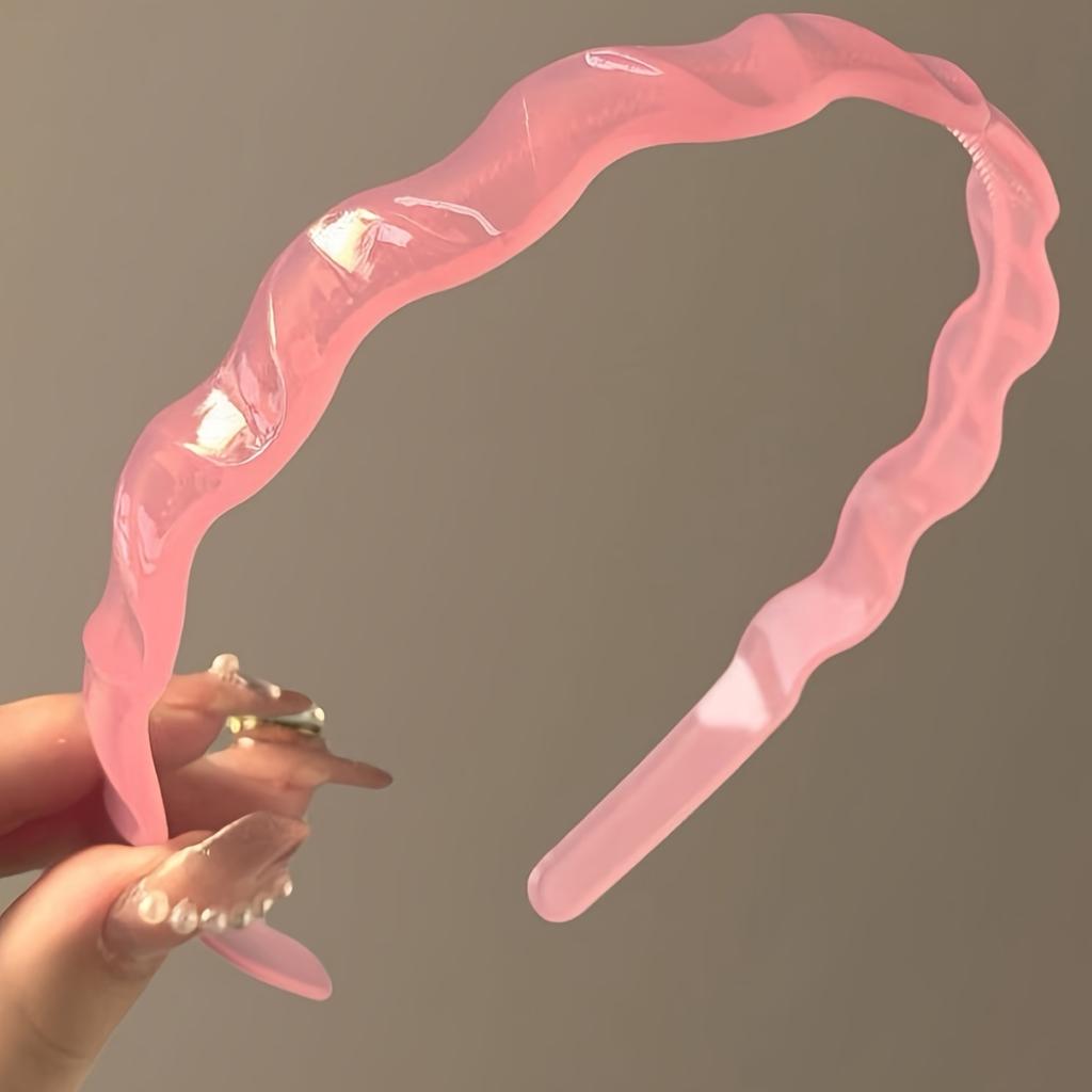 Hairband in Jelly Color Face Washing Hair Pressing Teeth Waves Anti-slip Headband Women's Outing, Versatile Hair Clip, Temperament Headwear