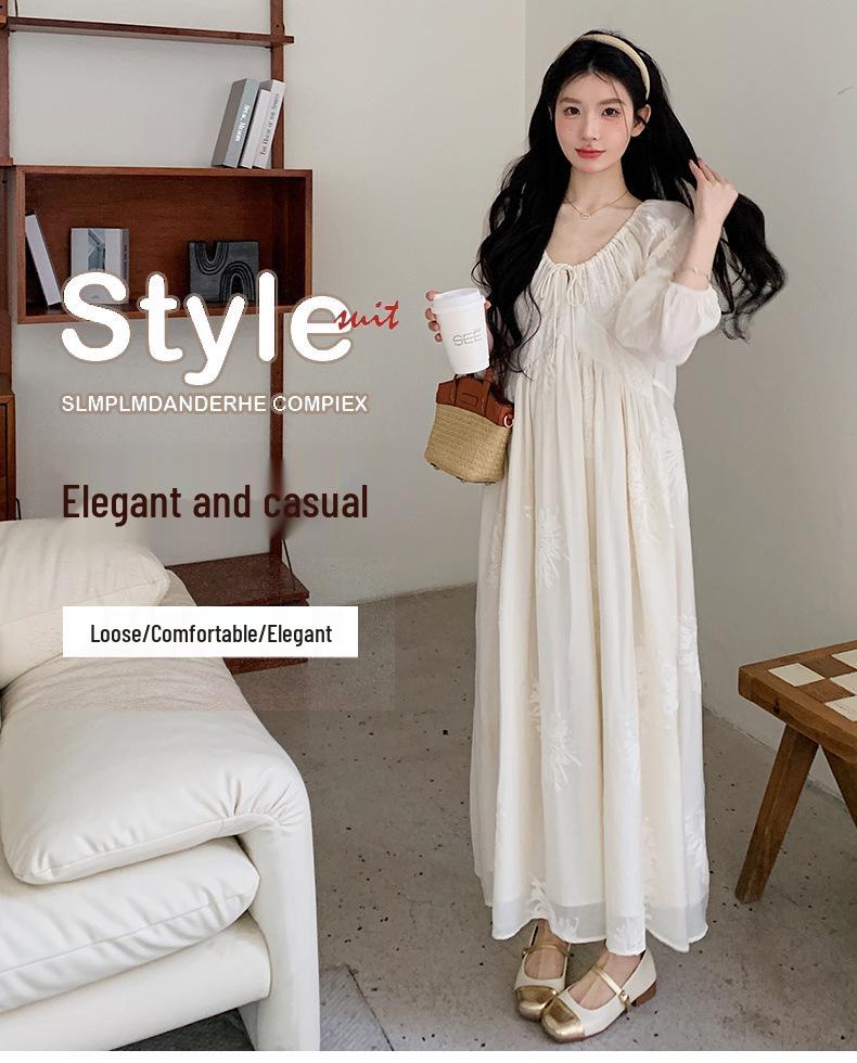 2026 New Style Korean Embroidered Plus Size Maternity Dress for Spring/Summer