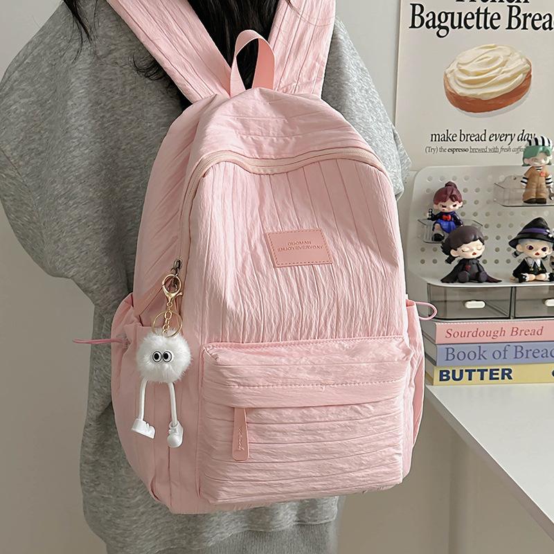 Schoolbag Solid Color Backpack 1011 New Junior High School Girls High School College Students School Bag Women Travel Lightweight Small Backpack