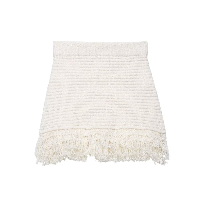 

Zbzr Весна Новая Женская одежда Европейский и Американский стиль Кисточка Вязаная Верхняя одежда Юбка 4331023 4331005 Beige overskirt M