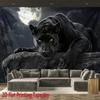 Black Panther Canvas Tapestry Moonlit Forest Glowing Eyes Polyester Wall Hanging For Home Living Room Bedroom Office Decor
