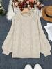 Cross-border Autumn and Winter New Round Neck Loose Soft Waxy Lazy Wind Knitted Sweater Korean Version Twist Rope Pullover Large Size Top