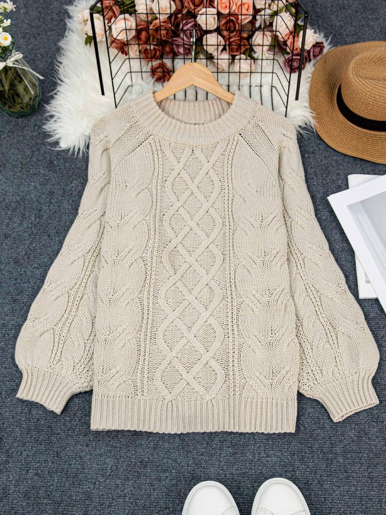 Cross-border Autumn and Winter New Round Neck Loose Soft Waxy Lazy Wind Knitted Sweater Korean Version Twist Rope Pullover Large Size Top