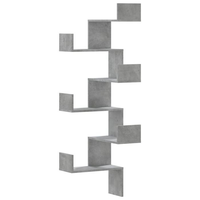 VidaXL Corner Wall Shelf Concrete Grey 45x45x147cm Engineered Wood, Corner Shelf, Hanging Shelf, Wall Shelf 852639