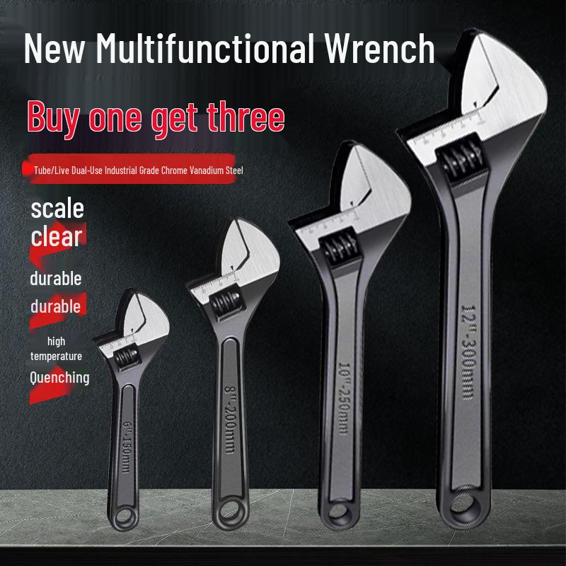 Multifunctional Thickened Adjustable Wrench - Buy 1, Get 3, Industrial-Grade, Fine Polished, Universal & Flexible.