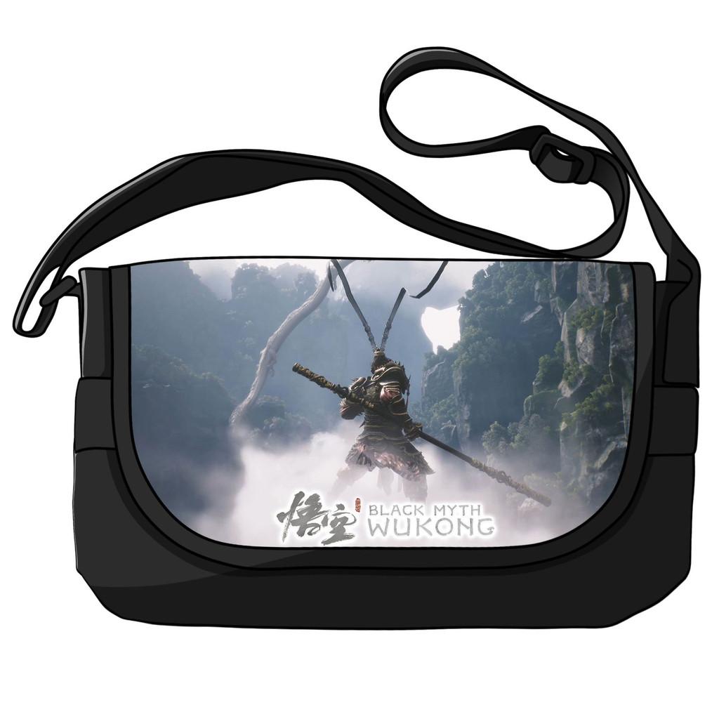 

Stylish Black Myth Wukong Print Canvas Crossbody Bag Great For Everyday Use Durable And Trendy Style O