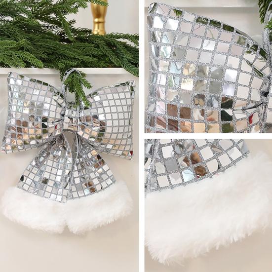Pailletten Gefüllte Schleife Weihnachtsdekoration Große Spiegel Pailletten Schleife Hängende Dekoration