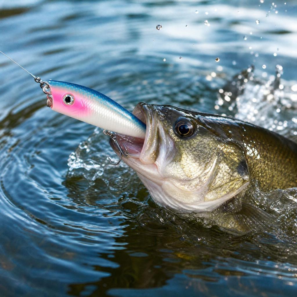 Topwater Fishing, 8 Color Hard Plastic with Reflective