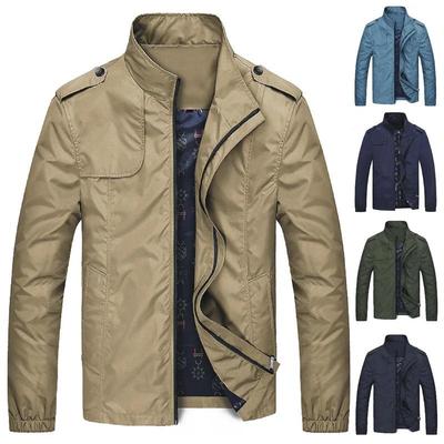 Mens Business Jacket Fashion Standing Collar Jacket Coats Men Slim Fit Zipper Casual Male Jackets Men Clothing Plus Size 5XL Coats