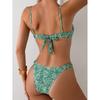 Sexy Lace Up Bikini Set Women Swimsuit Two-Piece Female Swimwear Backless Floral Printed Bathing Summer Fashion Beachwear