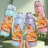 1PC Hot Pot Food Cartoon Print 750ml Color Plastic Sports Water Bottle Leakproof Flip Straw Lid Suitable for Sports Office Home Use
