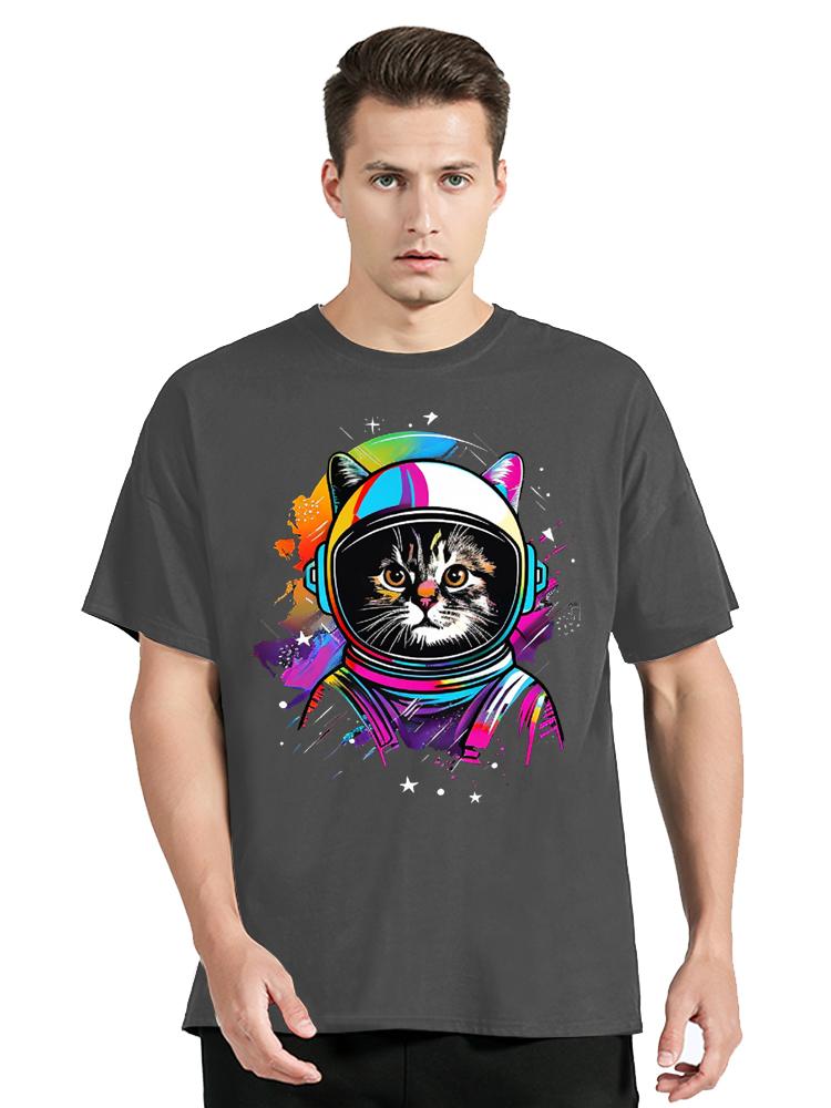 Lustiges Geschenk Weltraum Purrsuit of Cat Abenteuer T-Shirt Unisex Oberteile Tees Fitness T-Shirt Streetwear Grafik Übergroße Kleidung