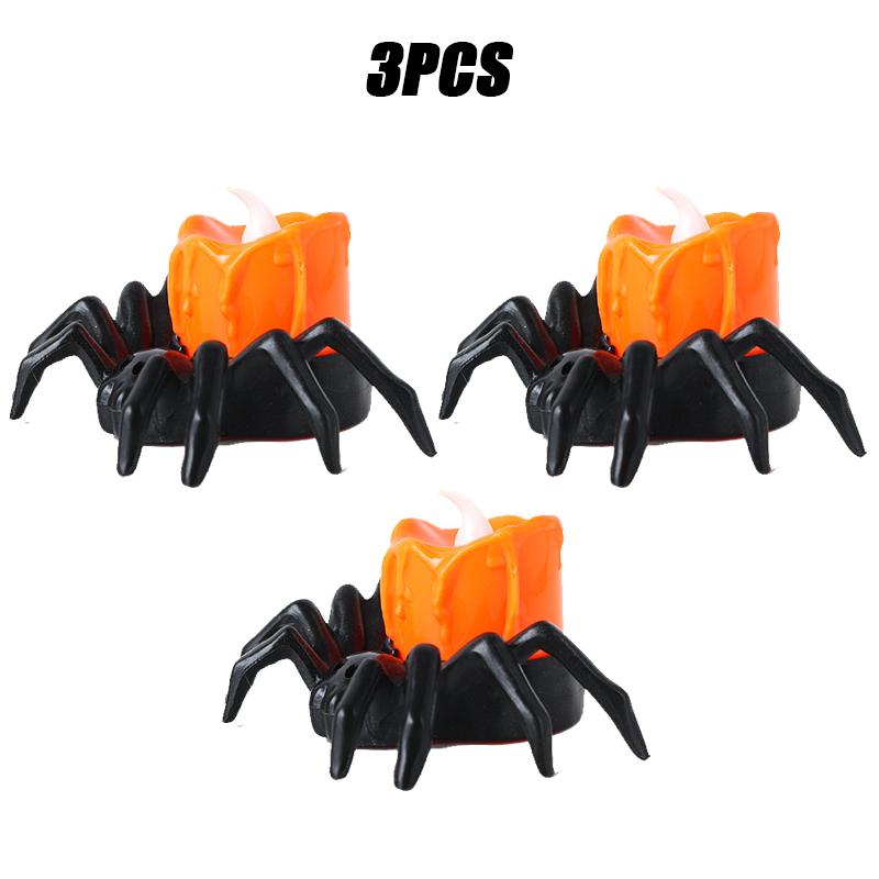 Halloween Decorations LED Candle Light Plastic Spider Pumpkin Lamp for Home Bar Haunted House Halloween Party Decor Horror Props