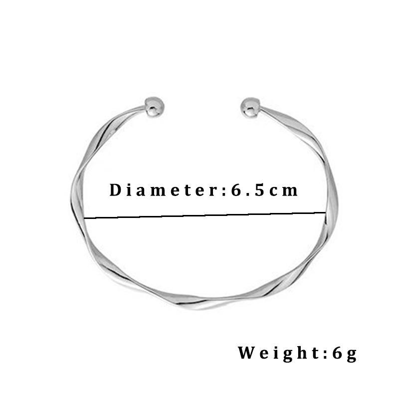 Silver Twisted Wave Bracelets Bangles for Women Hand Jewelry New Fashion Cuff Bangles Girl Simple Accessories Pulseras