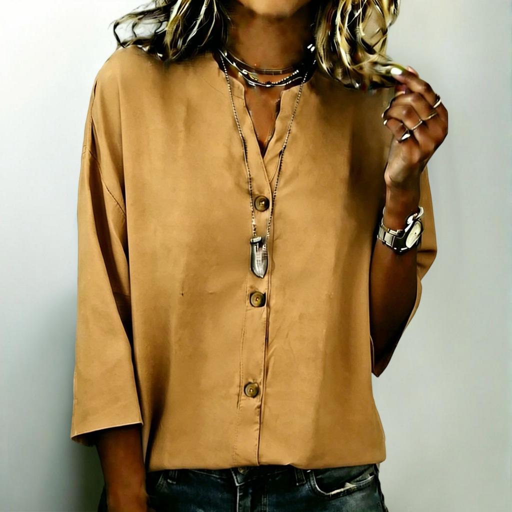 Women's Fashion New Summer Button Loose Shirt Women's Casual Versatile T-Shirt Top