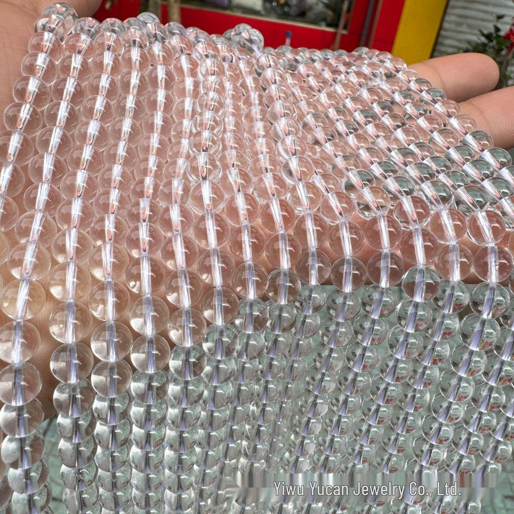 K9 Ice Transparent White Crystal Beads for DIY Bracelets & Necklaces - High Transparency Round Beads for Handmade Weaving & Beading.