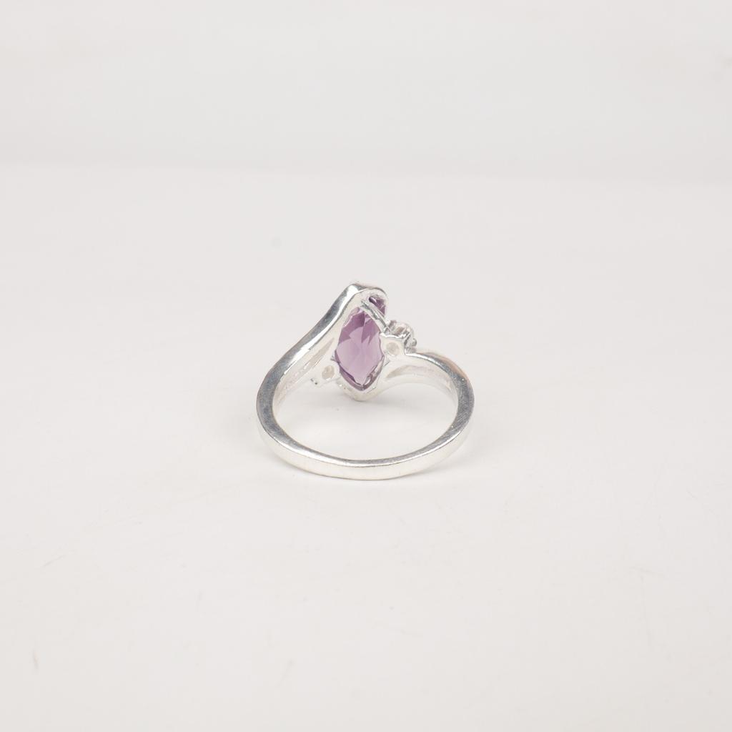 Natural Amethyst Gemstone 925 Sterling Silver Jewelry Zircon Engagement Ring CZR-8-10
