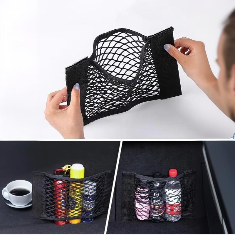 Auto Terug Achter Mesh Kofferbak Zetel Elastisch Netto Magische Sticker Universele Opbergtas Zak Kooi Auto Organizer Rugtas
