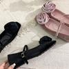 High Quality Velvet Mary Jane Shoes for Women Elegant Flower Decoration Retro Square Toe Daily Casual  Female Shoes