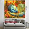 2D Flat, Colorful Sleeping Buddha Lotus Tapestry Wall Hanging For Meditation Yoga Room Decor Spiritual Art Print Home Decoration