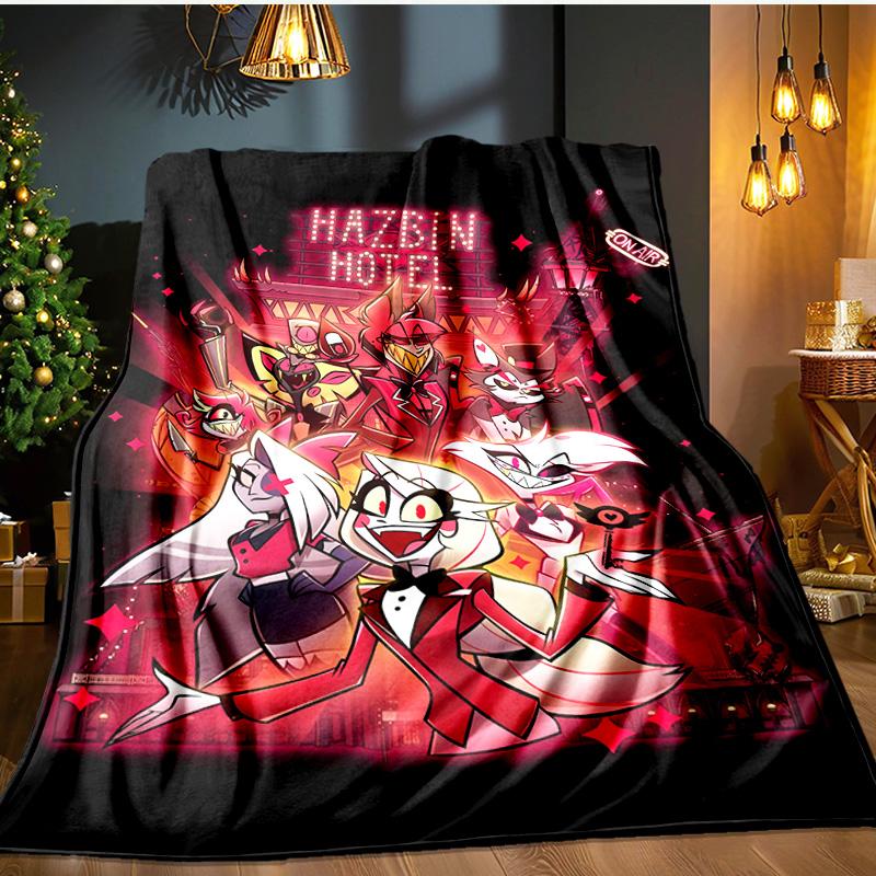 Cityscape Hazbin Nightmares Blanket Flannel Throw for Sofa, Indoor, Camping, Living Room, Office, Chair, And Bed Soft Birthday Gift