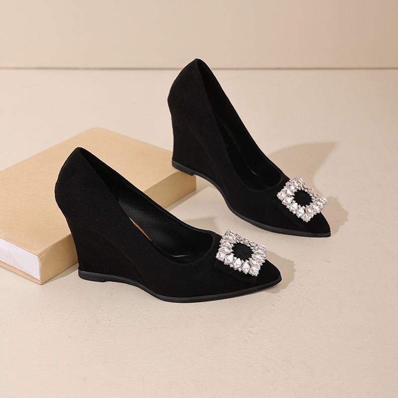 

Wedge heel single shoes women s 2025 autumn new shallow mouth comfortable women s high heel wedge heel one pedal temperament high heels 43