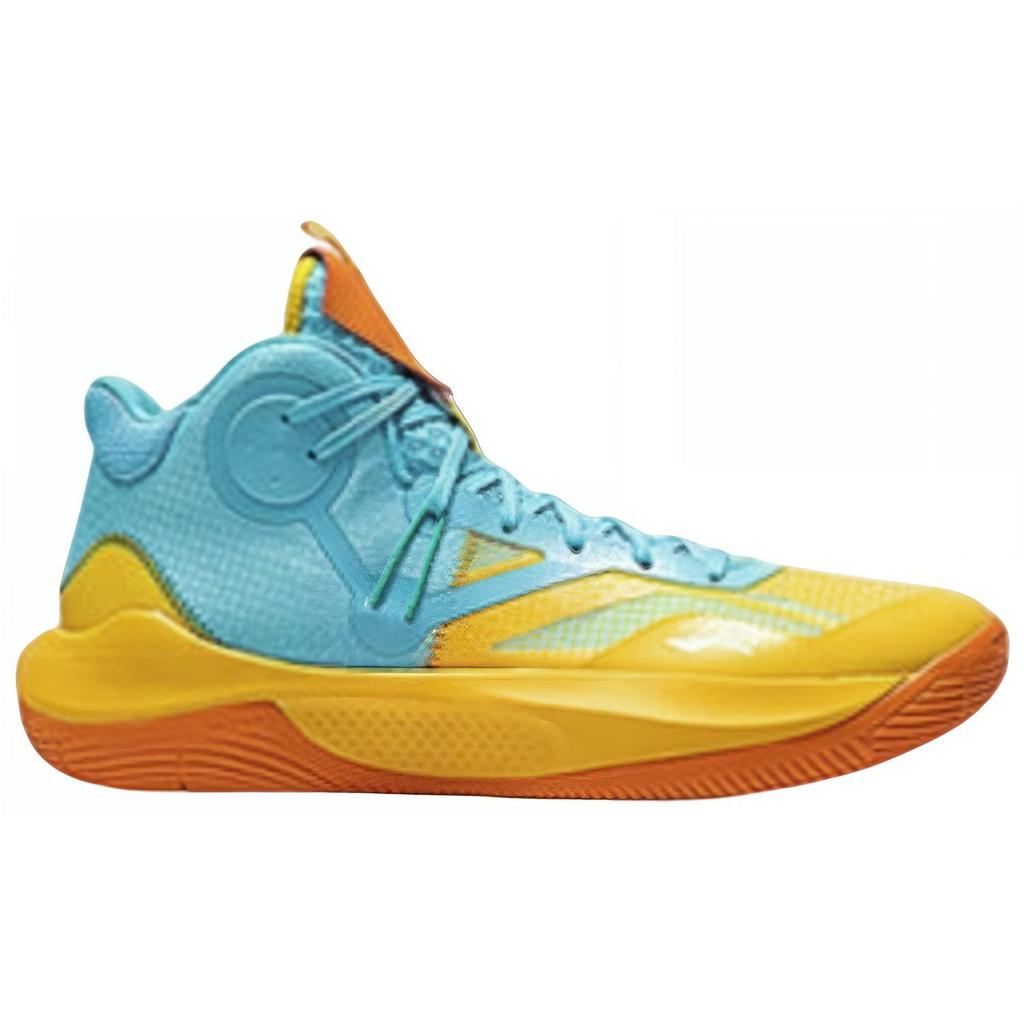 New LINING Sonic 9 Team Basketball Shoes Men Mid Top Yellow/Blue ABPR017-2