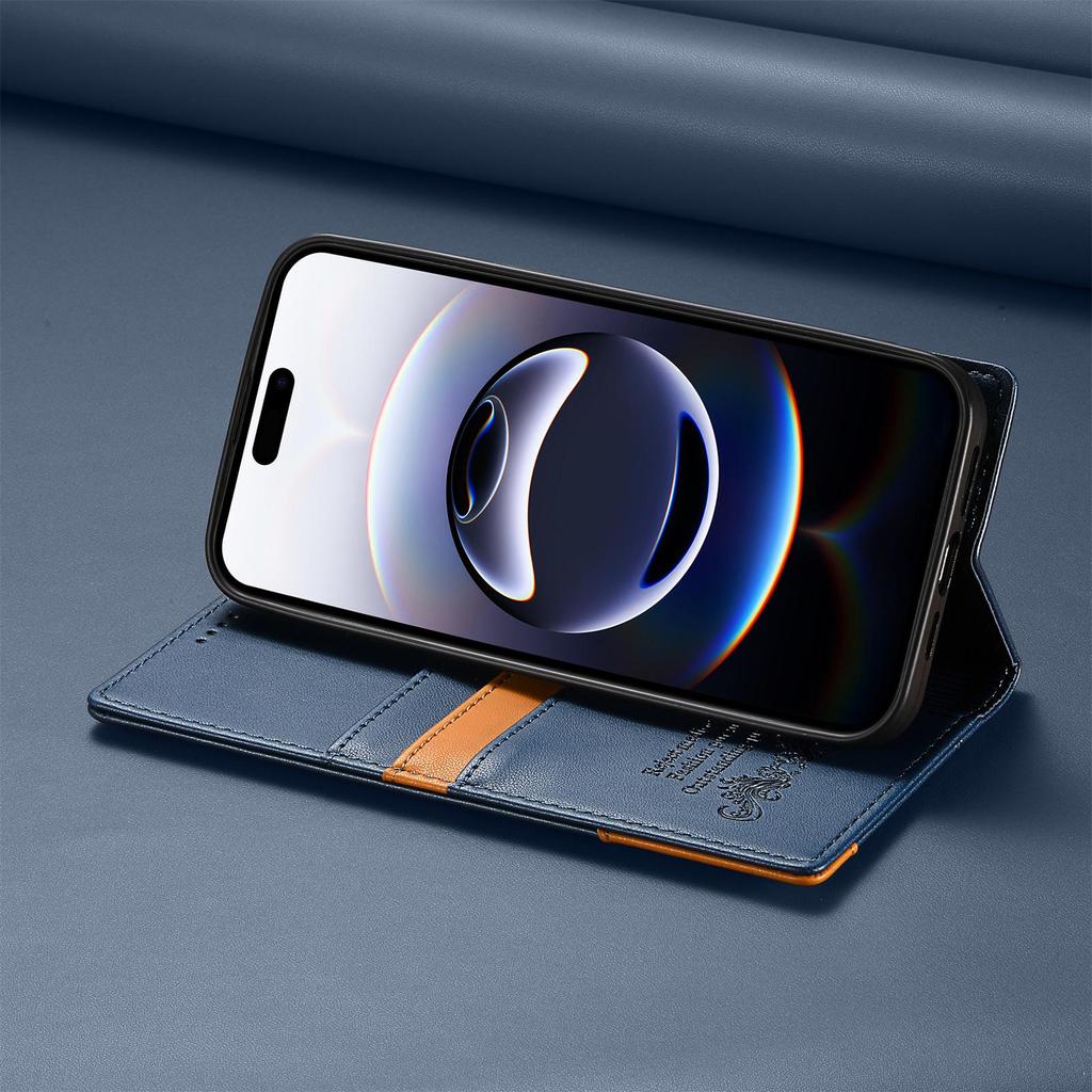 iPhone 17 Pro Max Anti-Theft Magnetic Flip Wallet Case with Card Slot and Stand