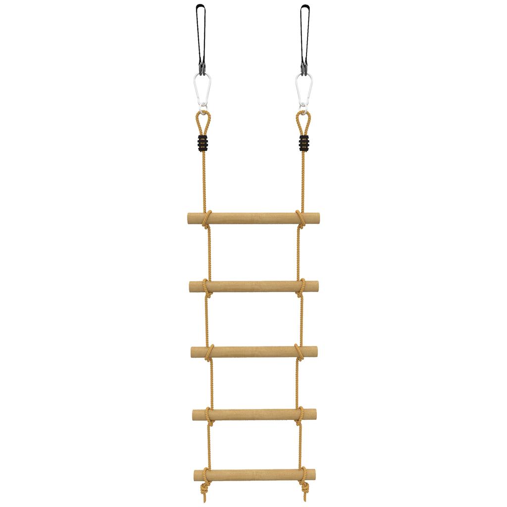 5 Step Climbing Ladder For Children With 2 Carabiners And 2 Tree Straps For Ages 3 8 Years 40 X 3.5 X 180 Cm Natural