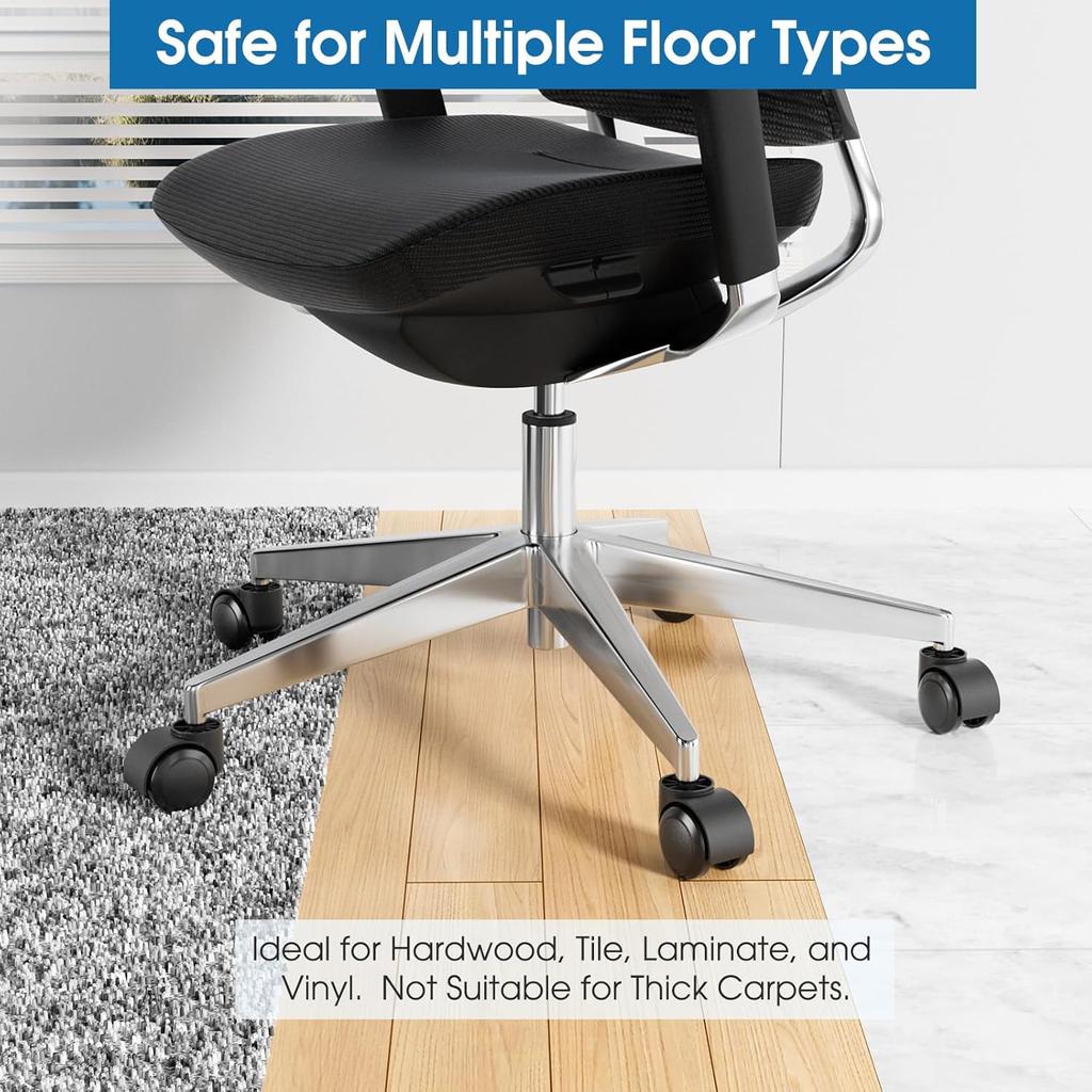 MaxGear 2" Office Chair Wheels Heavy Duty Replacement, Mute Rubber Rotating Desk Chair Caster Wheels, Safe for All Floors Including Hardwood,