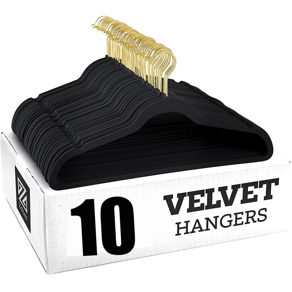10PCS Velvet Non-Slip Clothes Hangers,45CM Space Saving Ultra Slim Hanger for Coat Pants Dress,Wardrobe Storage Adult Magic Rack