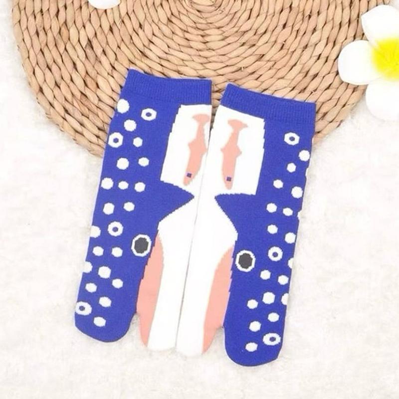 New Style Girls Cute Funny Split Toe Mid-Tube Socks Abstract Ugly Eel Aquarium Couple Socks Personality Trendy Socks