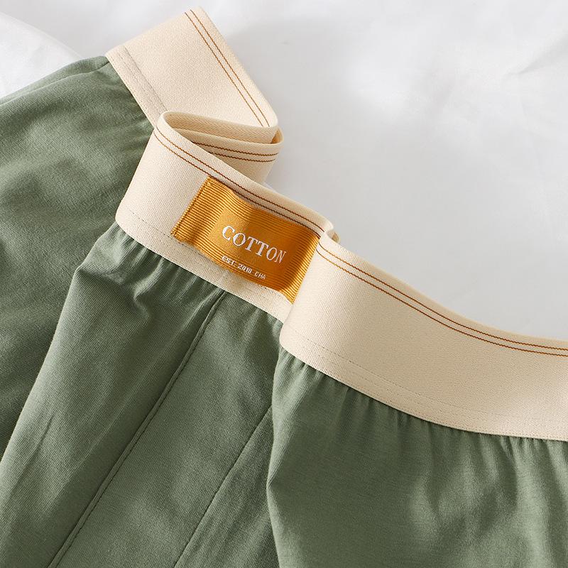 Men's Pure Cotton Boxer Briefs - Comfortable, Breathable, Skin-Friendly Solid Colors, Trendy Home Pajama Pants