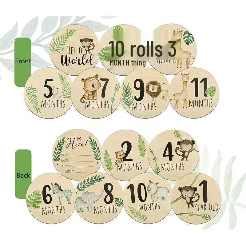 Wooden Baby Milestone Cards - Newborn Photography Props for Each Month