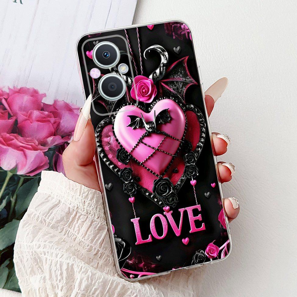 Clear For Oppo Reno 7Z 5G CPH2343 Case For Oppo Reno 8Z 5G CPH2457 Cover Luxury Butterfly Love Fashion Flowers Cool Lion Painted