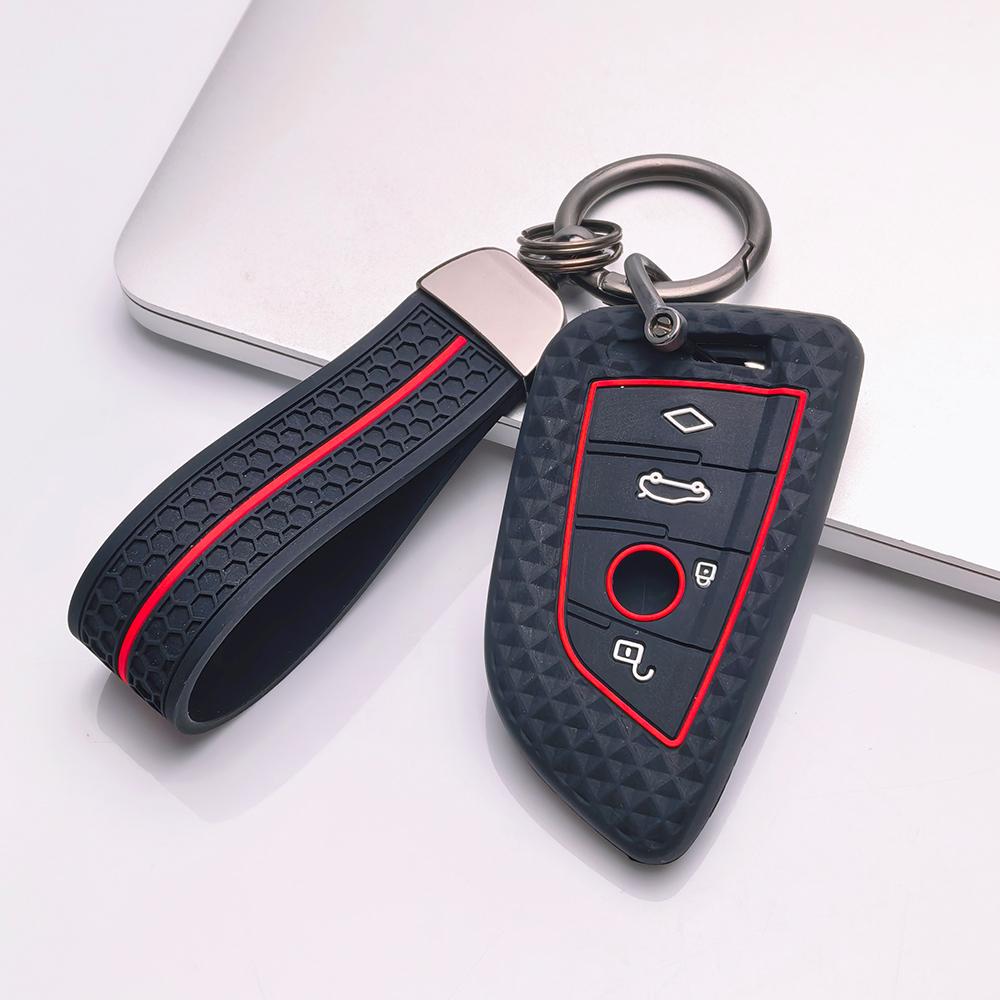 Key Cover for BMW i5 X1 X2 X3 X4 X5 X6 X7 XM with Keychain Anti-Scratch Guard Shockproof Protection Soft Grip Texture Responsive Button Touch