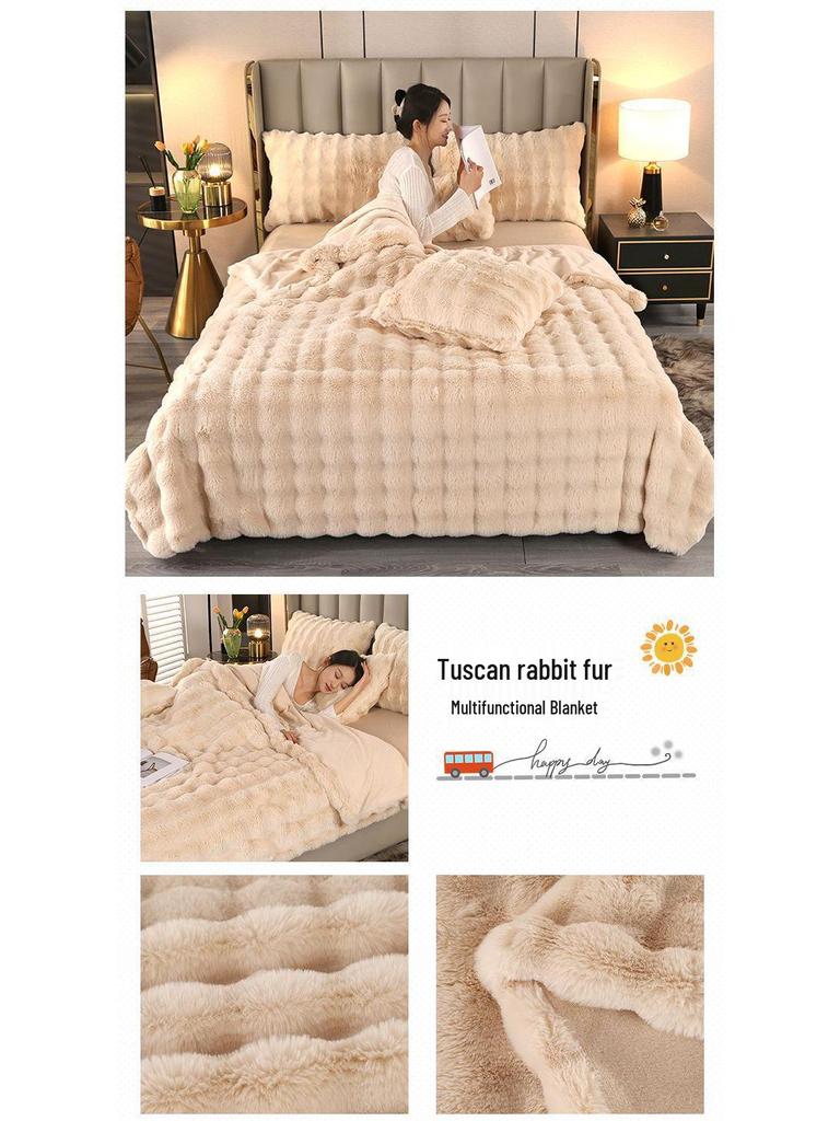 Rote Hasen-Fleece-Plüschdecke - Fleckenresistent, Dick, Kunstpelz, Luxusdecke