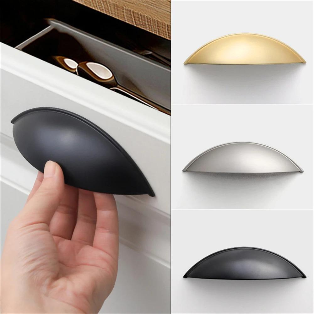 Zinc Alloy Shell Shape Cabinet Handle Semicircular Furniture Hardware Door Knob Kitchen Cabinet Knob Cupboard Wardrobe Push Pull