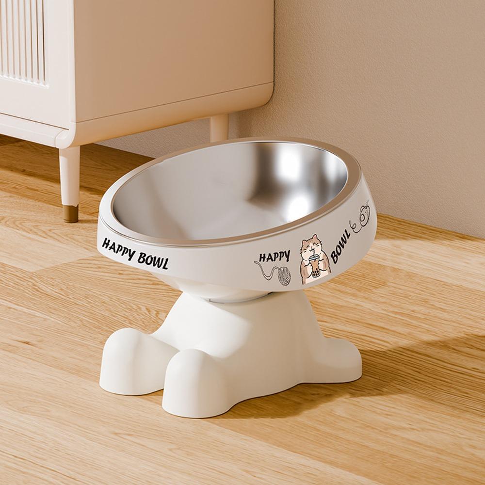 Detachable Stainless Steel Cat Bowl Non-Slip Base Cat Food Water Bowl Cat Feeding Bowl Small Pets белый