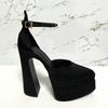 Fashion 2025 New Fashion Catwalk Show Women's Single Shoes Fashion Pumps Summer Water Platform Thick Heel Pointed Toe Satin High Heels