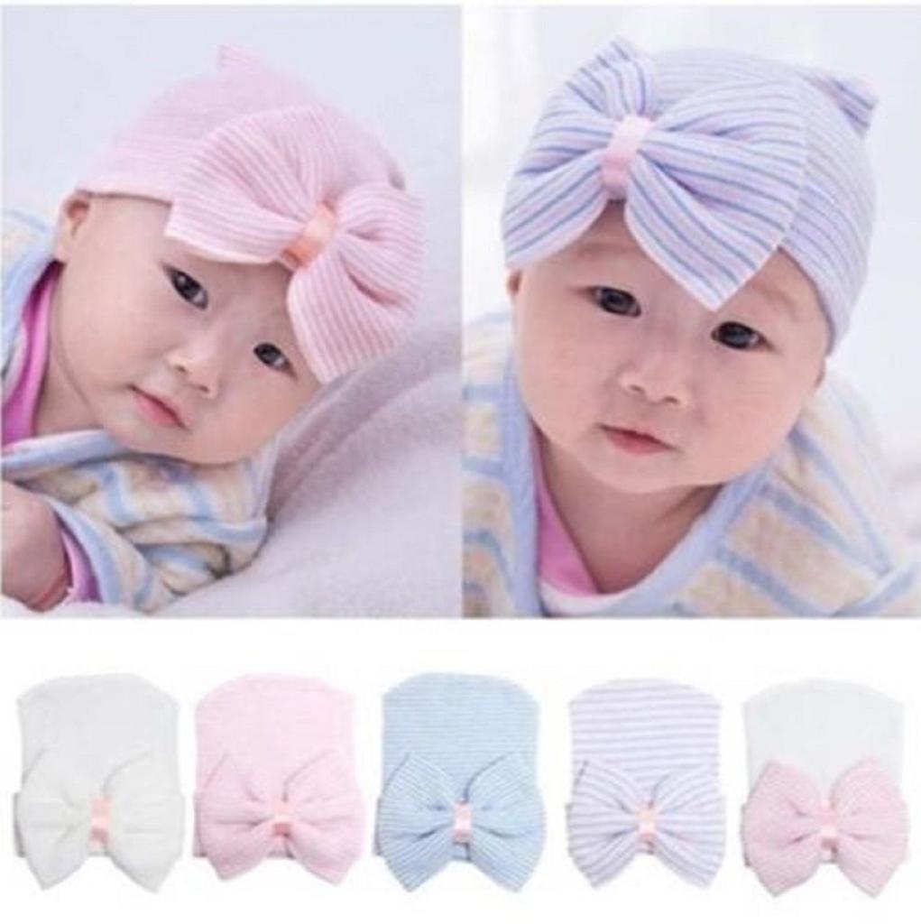 Adorable Newborn Baby Hat With Large Bow Stylish Knit Design For Spring And Autumn Seasons